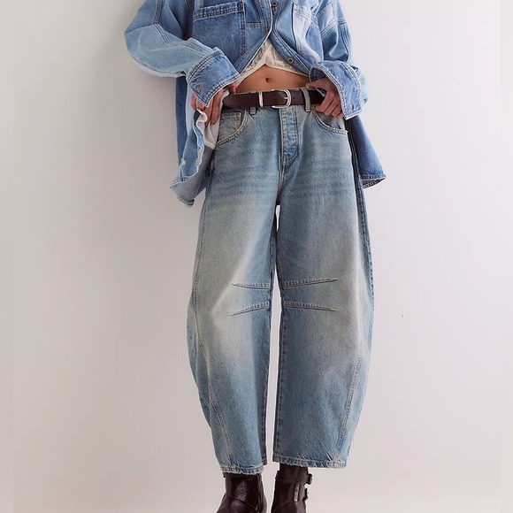 Free People Denim - NWT free people we the free horseshoe mid rise good luck barrel jeans size 28